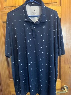 adidas Men’s Navy Polo Shirt with Water Droplet Dot Print